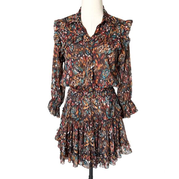 Misa Emogene Tiered Chiffon Mini Dress Multicolor Size XS - Picture 1 of 5